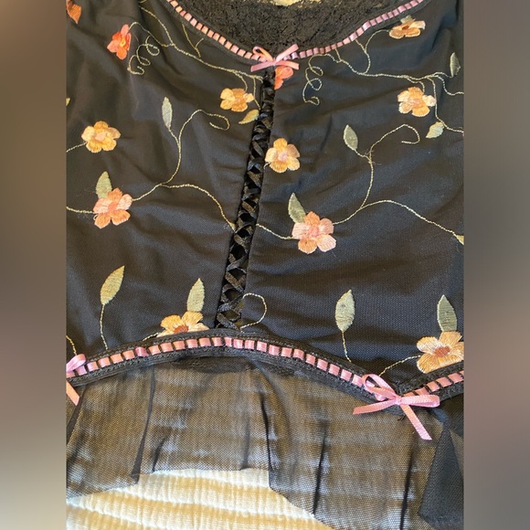 Vintage Casadei Lace Fairy Coquette Corset Top Handkerchief Hem Mesh Large Sweet - Picture 3 of 11